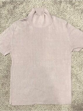 Vintage Emanuel Ungaro Ribbed Mock Neck Short Sleeve Knit Top